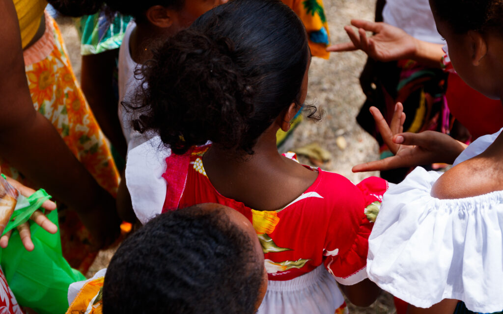 Children are getting ready to perform for Creole Festival