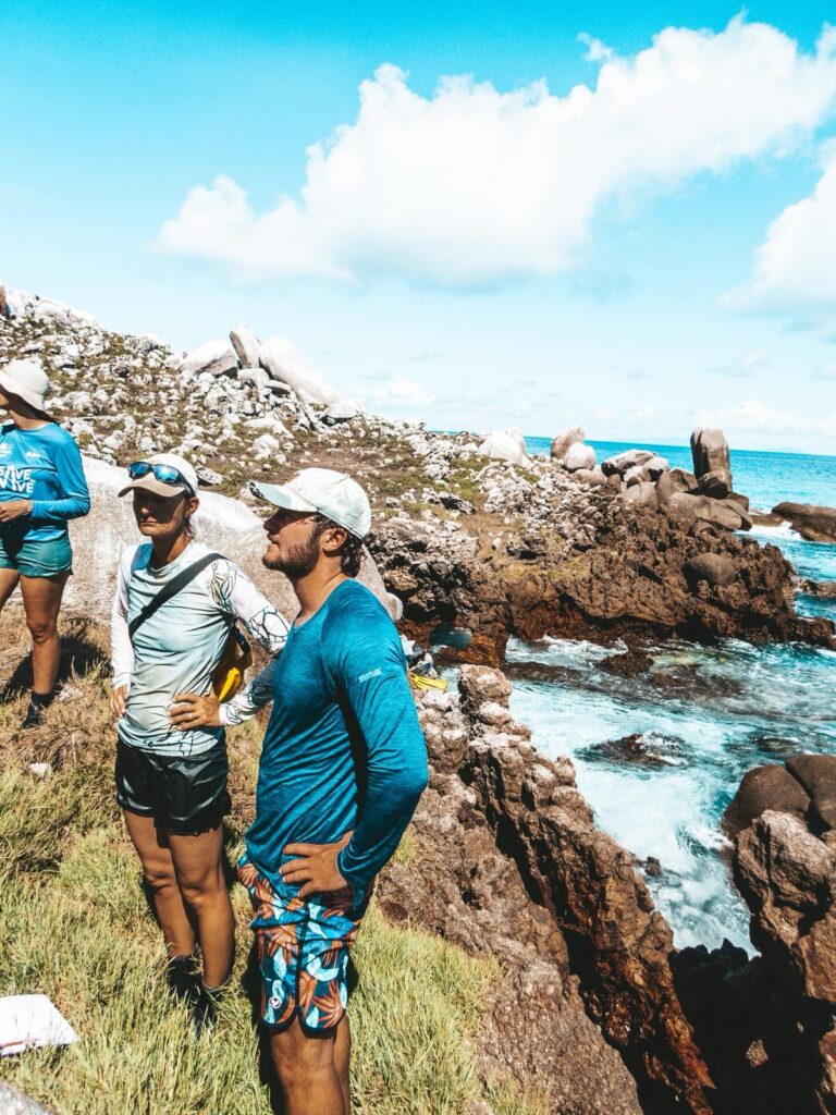 Conservation team getting ready for seabird sirvey on Little Fregate